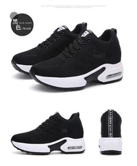Women's Platform Mesh Lace-Up Sneakers Medium Heel