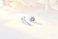 Crystal Zircon Real 925 Sterling Silver Earrings Channel  Cubic Zirconia Silver Stud Earrings for Women Sterling Silver Jewelry - Buy online at  Vibe In Cart.