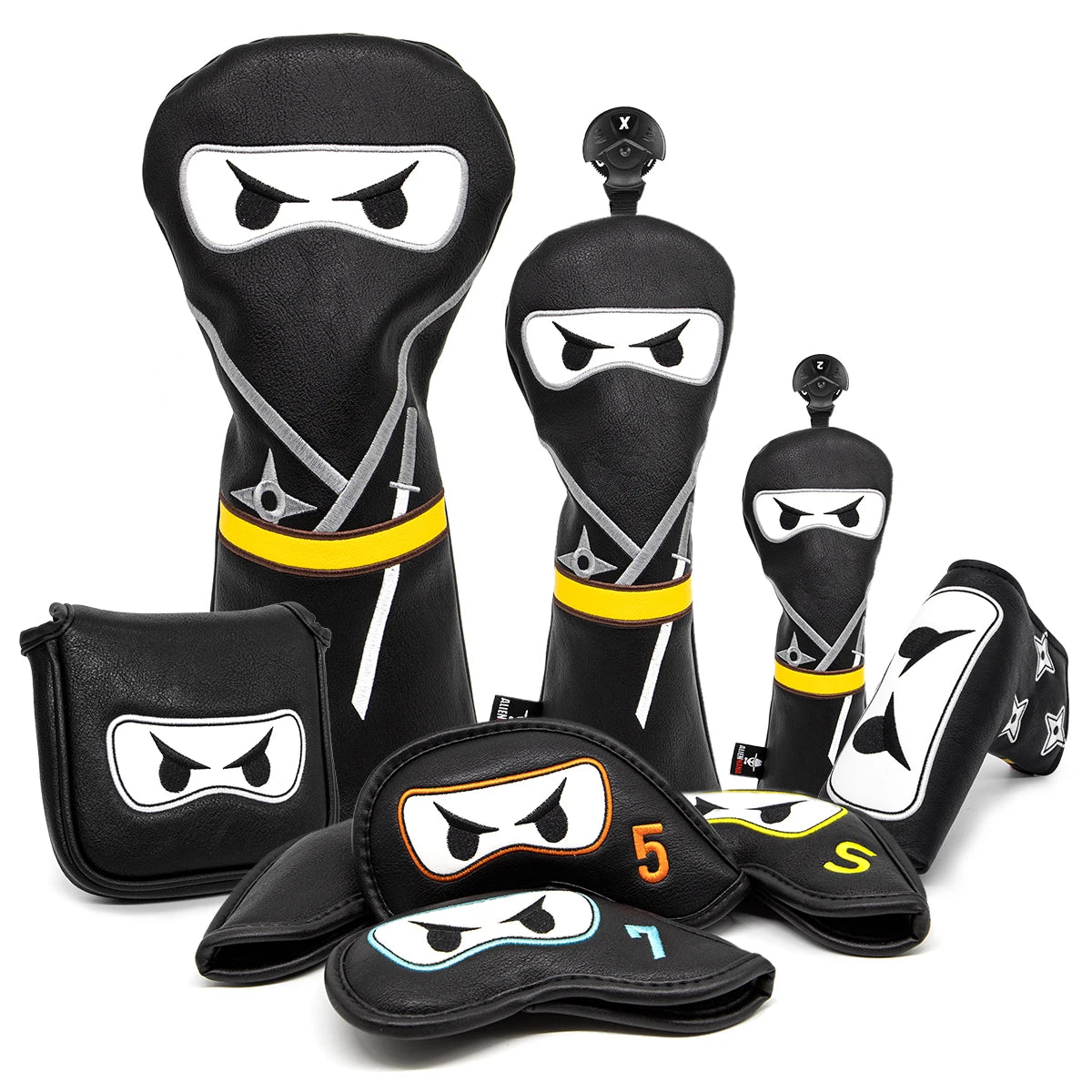Golf Club headcover Set Aliennana Black Ninja Driver Head Cover Fairway Golf Headcvoer Hybird Blade putter Mallet Putter Covers - Buy online at  Vibe In Cart.