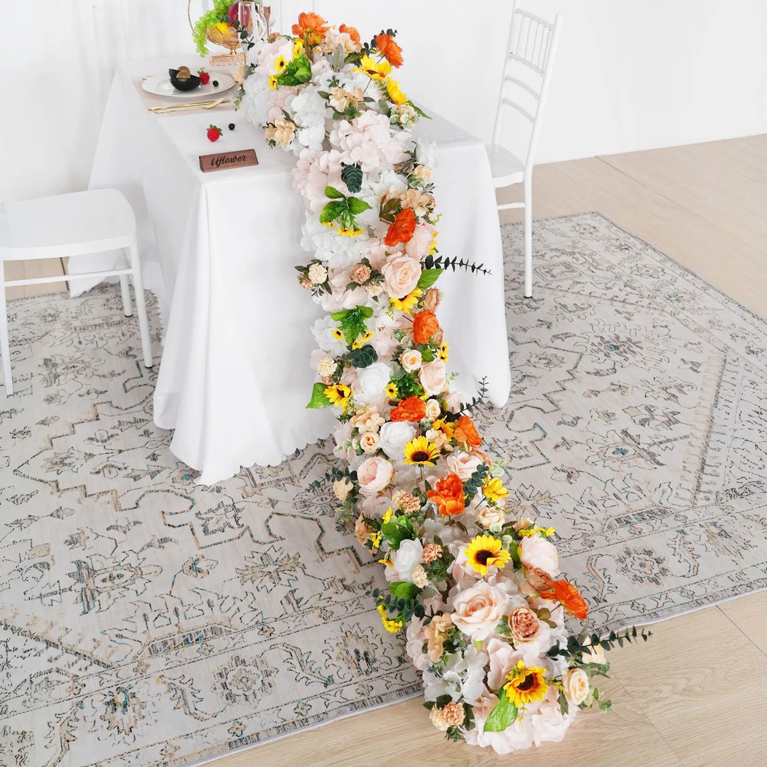 Artificial Silk Flower Row 100/200cm Table Centerpiece