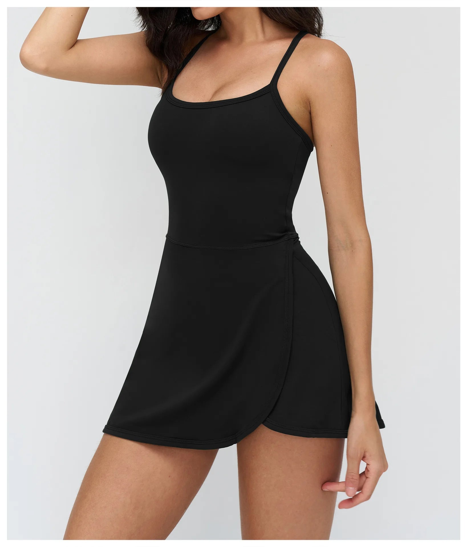 Tennis Dress with Shorts Underneath Women Golf Wear Above Knee Length White Sport Dresses with Shorts Outfit Fitness Workout