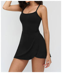 Tennis Dress with Shorts Underneath Women Golf Wear Above Knee Length White Sport Dresses with Shorts Outfit Fitness Workout