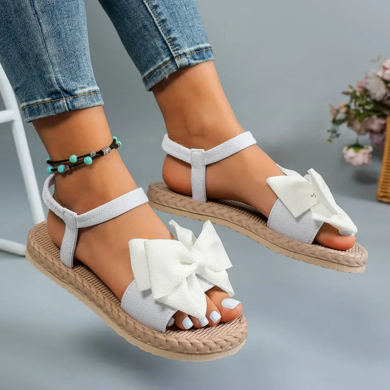 Women Anti-slip Trend Sandals 2025 New Summer Lightweight Sandals Fashion Beach Casual Slippers Outdoor Bow Tie Flat Shoes Home - Buy online at  Vibe In Cart.