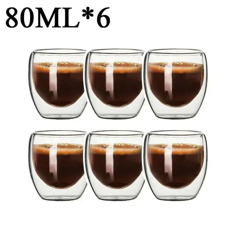 2-6PCS Double Wall High Borosilicate Glass Mug Heat Resistant Tea Milk Espresso Coffee Juice Water Cup Bar Drinkware Gift - Buy online at  Vibe In Cart.