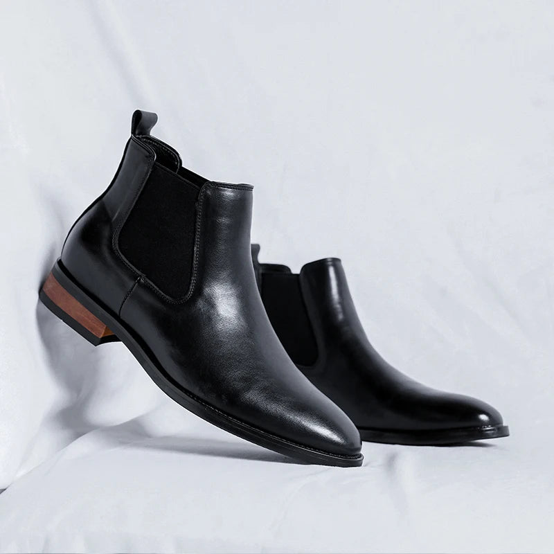 Genuine Leather Classic Men High Top Chelsea Ankle Boots High Quality Mens Casual Dress Business Shoes Comfy OutdoorBasic Boots - Buy online at  Vibe In Cart.