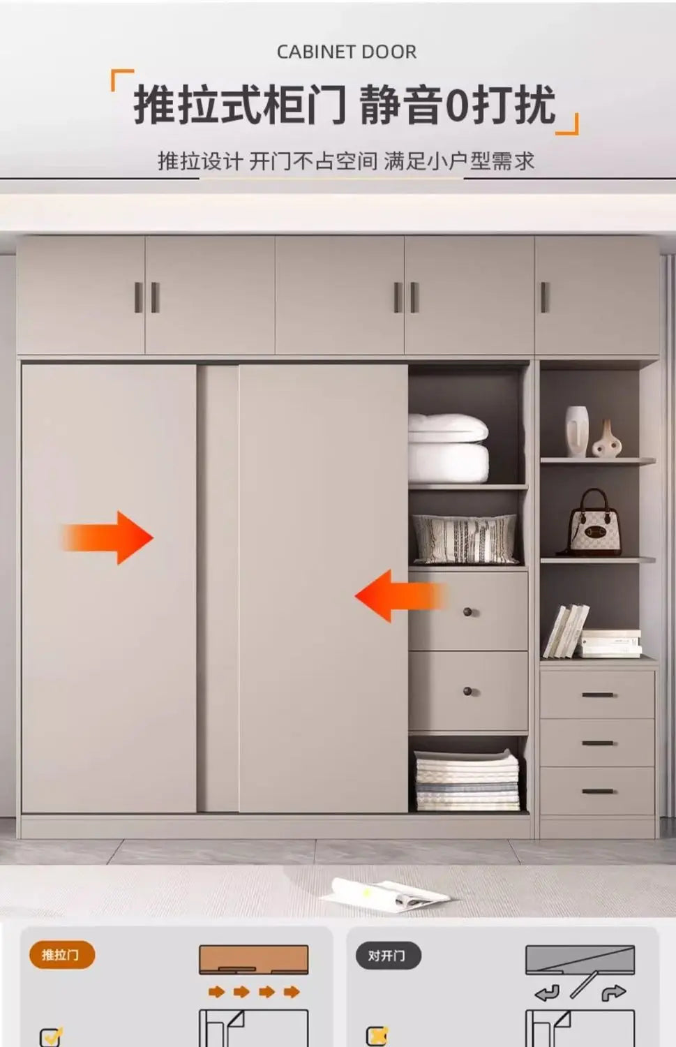 All solid wood sliding door wardrobe household bedroom strong and durable rental room special simple explosion - Buy online at  Vibe In Cart.