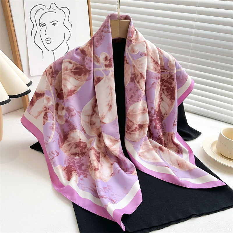 Women's Square Twill Scarf, 90x90 cm, for All Seasons