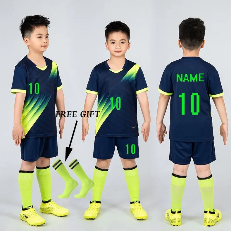 Boys Football Jersey tracksuit Child Soccer Sports Uniforms Kids Play Ball Sportswear Kits vest children's football suit Socks 1 - Buy online at  Vibe In Cart.