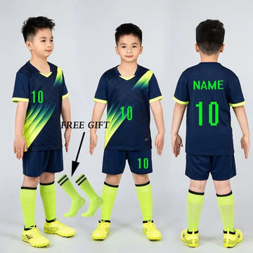 Boys Football Jersey tracksuit Child Soccer Sports Uniforms Kids Play Ball Sportswear Kits vest children's football suit Socks 1 - Buy online at  Vibe In Cart.