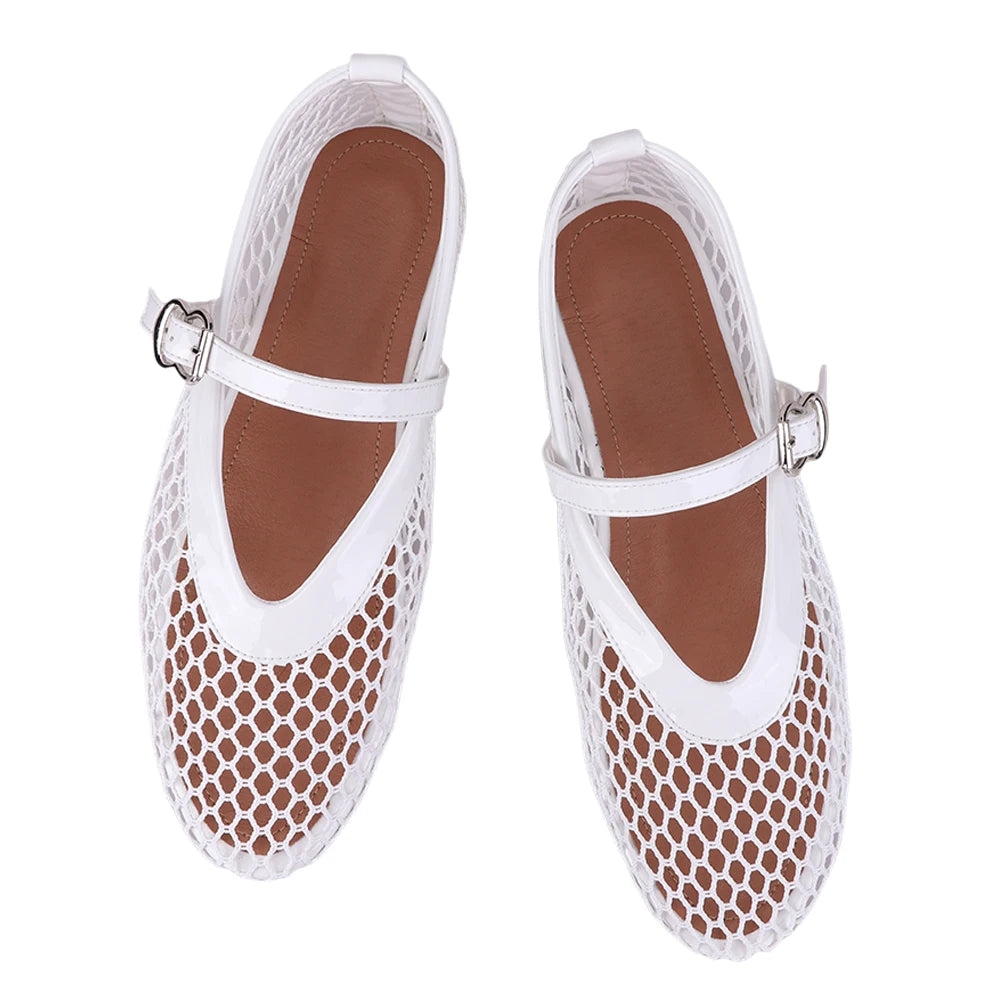 Women Mesh Ballet Flats Fishnet Ballerina Flats Breathable Slip On Ballerina Shoes Buckle Strap Daily Dress Shoes for Commuting - Buy online at  Vibe In Cart.