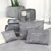 6-Piece Polyester Travel Packing Cubes Set in Black and Dark Blue with Shoe Pouch