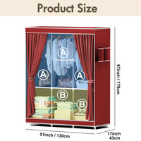 51-Inch Foldable Metal Dustproof Storage Wardrobe