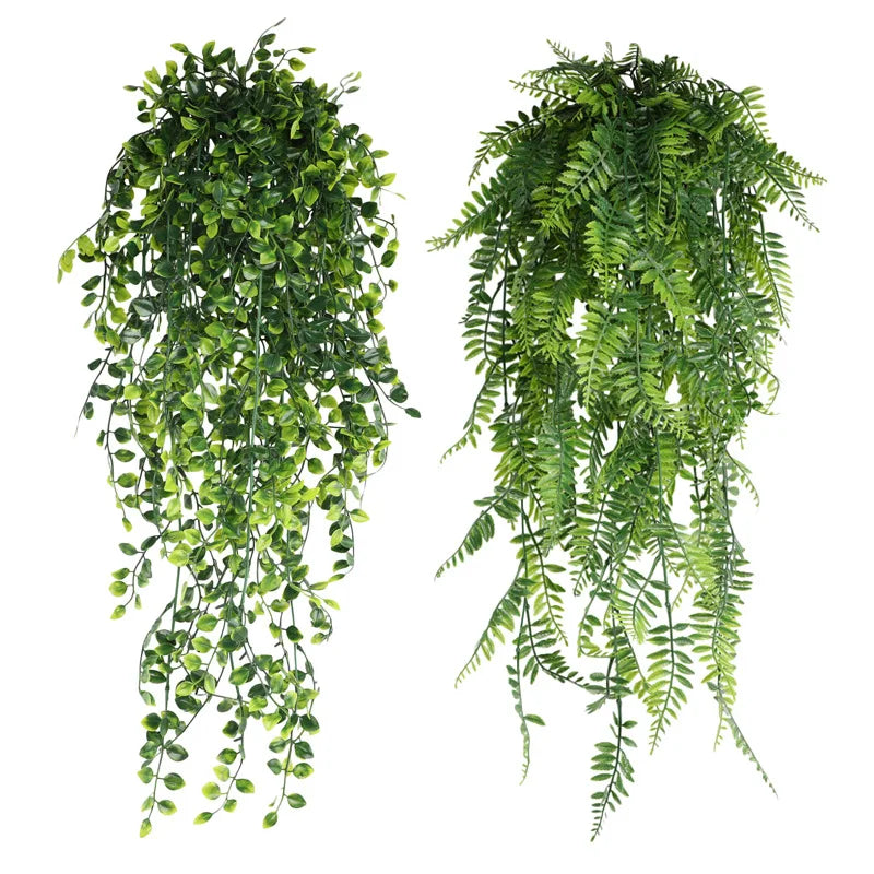 Artificial Plant Persian fern Leaves Vines Home Room Decor Hanging Plastic Leaf Grass Wedding Party Wall Balcony Home Decoration - Buy online at  Vibe In Cart.