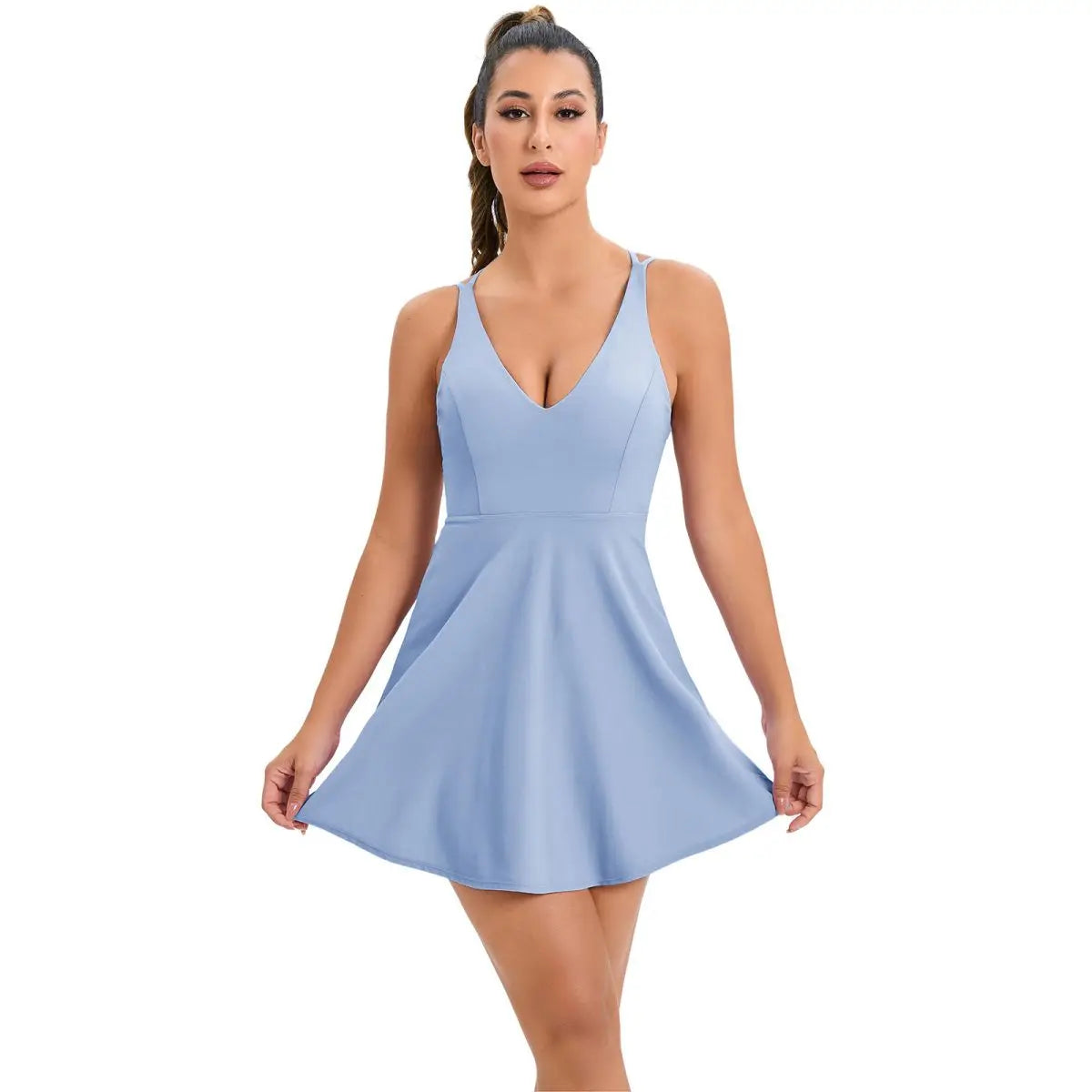 Women's summer tennis skirt built-in shorts and bra sleeveless backless workout sports golf dress  tennis dress for fitness