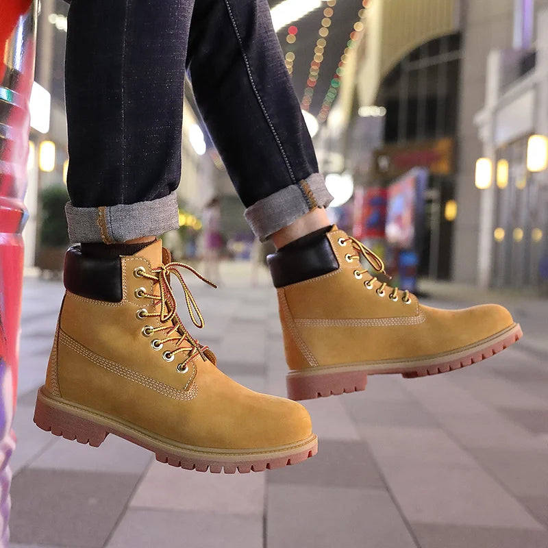 Genuine Leather Men's Winter Spring Ankle Treking Military Snow Yellow Tactical Boots Outdoor Footwear for Women Men Work Shoes - Buy online at  Vibe In Cart.