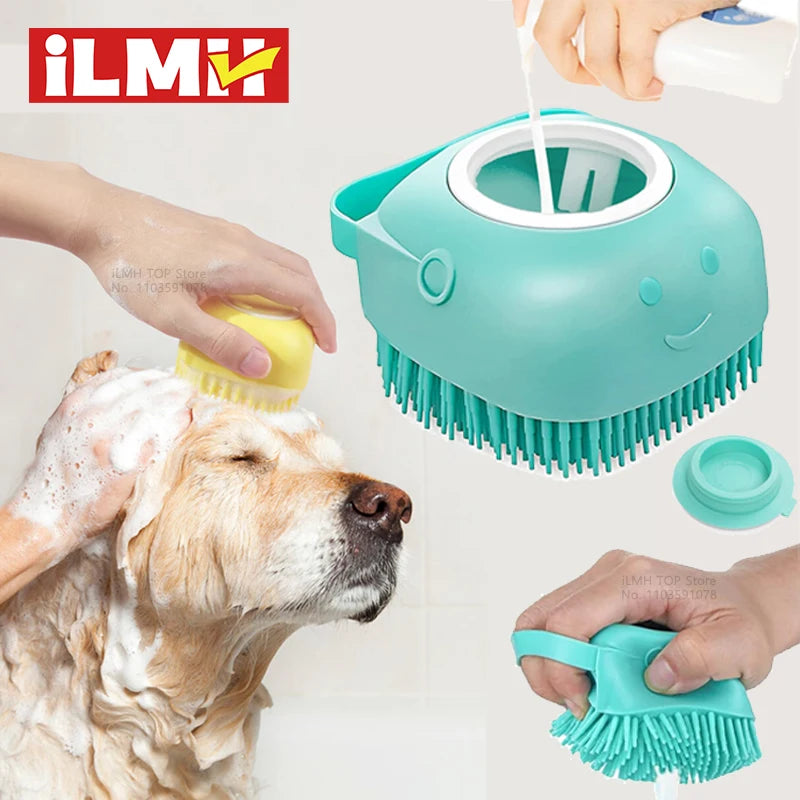 Dog Bathing Brush Pet Massage Brush Shampoo Dispenser Soft Silicone Brush Rubber Bristle for Dogs and Cats Shower Grooming Tool - Buy online at  Vibe In Cart.