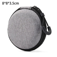 Grey Canvas Zipper Storage Bag for Earphones and Accessories