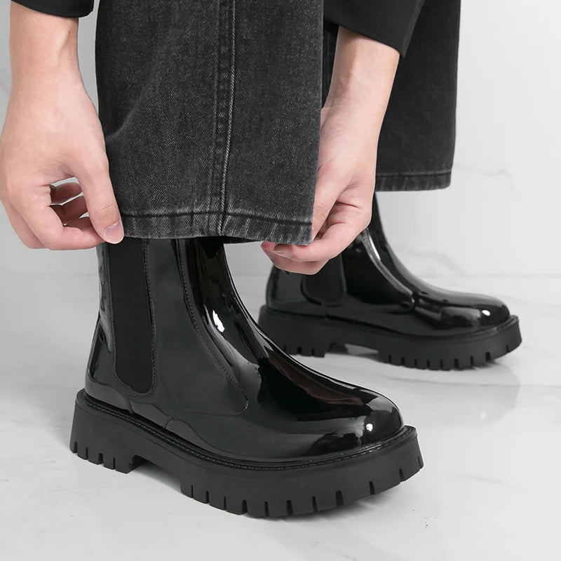 Men Chelsea Boots PU Thick Soled Round Toe Classic Comfortable Men High Top Boots - Buy online at  Vibe In Cart.