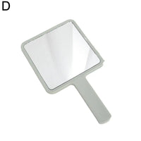 Handheld Square Makeup Mirror With Handle, ABS And Glass, 16 x 9 cm