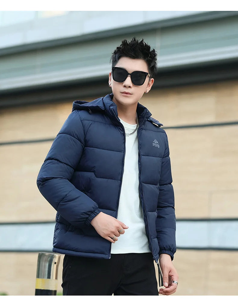 Men's Winter Jacket Windproof Thermal Hooded Parka Coat with Detachable Hood Heavy Duty Ski Jacket for Outdoor Cold Weather - Buy online at  Vibe In Cart.