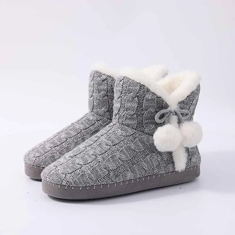 Litfun Winter Warm Plush Boots For Women Outdoor Soft Sole Non-slip Knit Furry Snow Boots Indoor Cozy Fur House Cotton Slippers - Buy online at  Vibe In Cart.