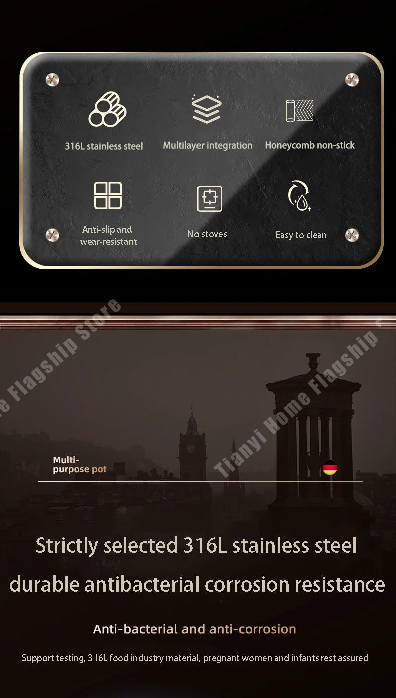 316 Stainless Steel Frying Pan Wok Non-stick Cooking Honeycomb Steak Gas Stove Pot Induction General Saucepan Kitchen Cookware - Buy online at  Vibe In Cart.