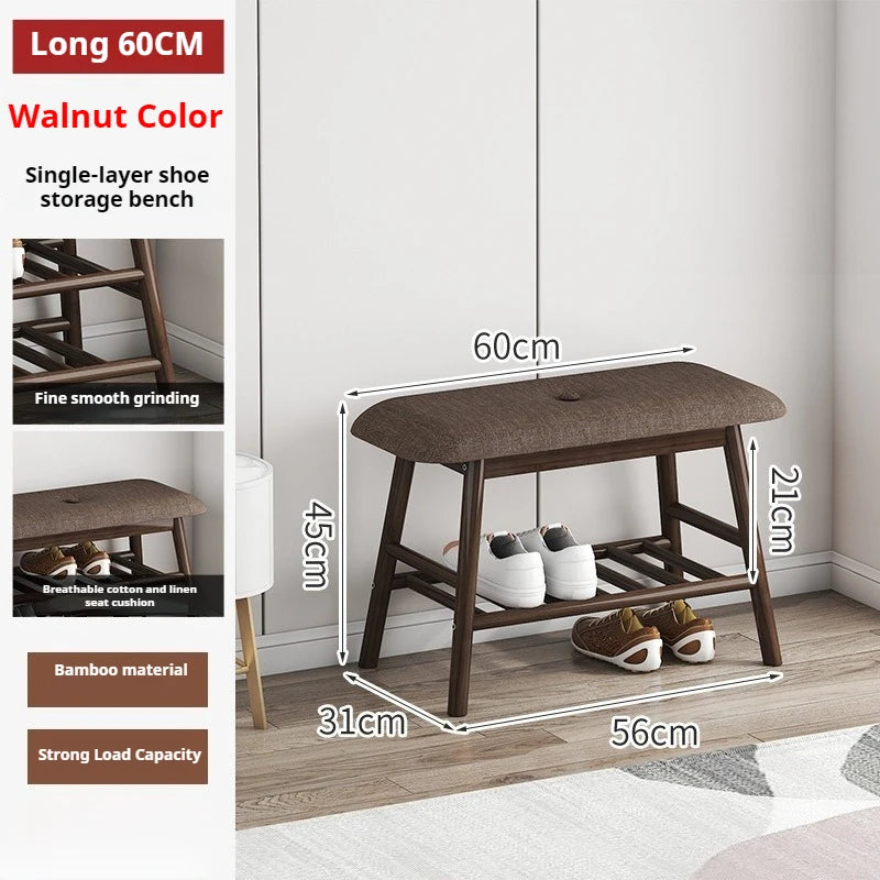 Cushioned Shoe Changing Stool with Integrated Shoe Rack