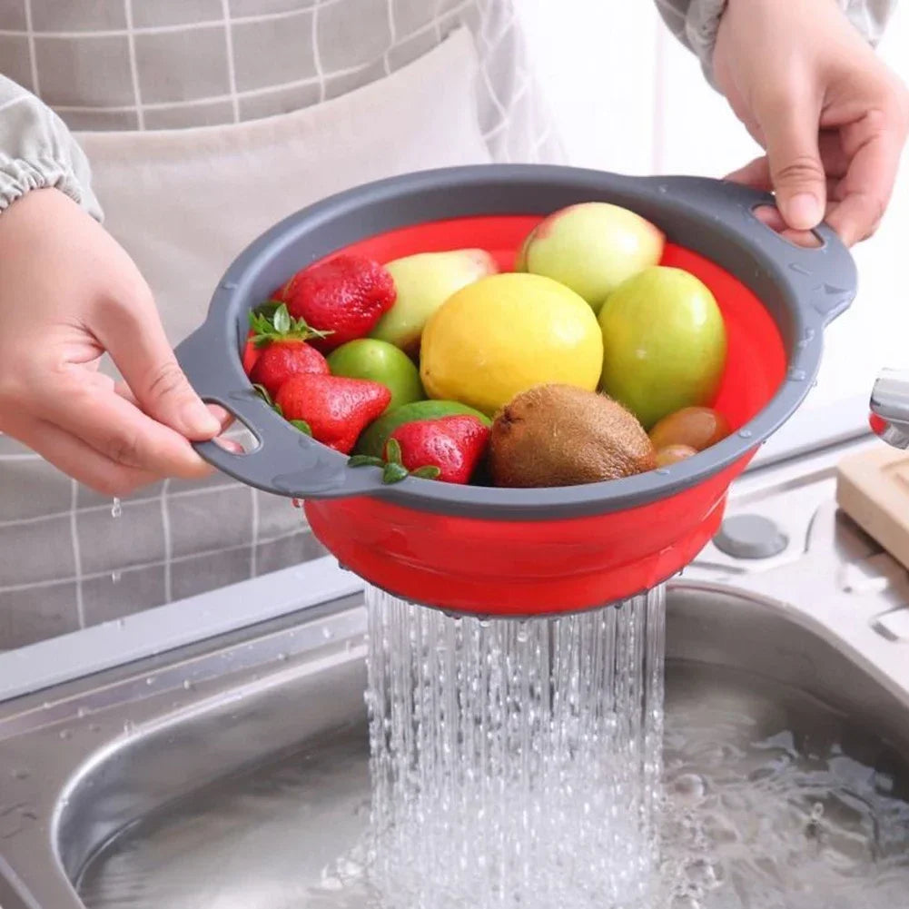 Silicone Folding Drain Basket Fruit Vegetable Washing Basket Foldable Strainer Colander Collapsible Drainer Kitchen Storage Tool - Buy online at  Vibe In Cart.