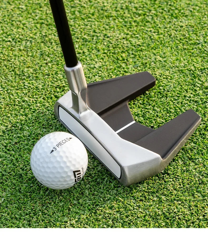 Left Handed Men's Standing Golf Putter with Ball Pickup, Silver Black