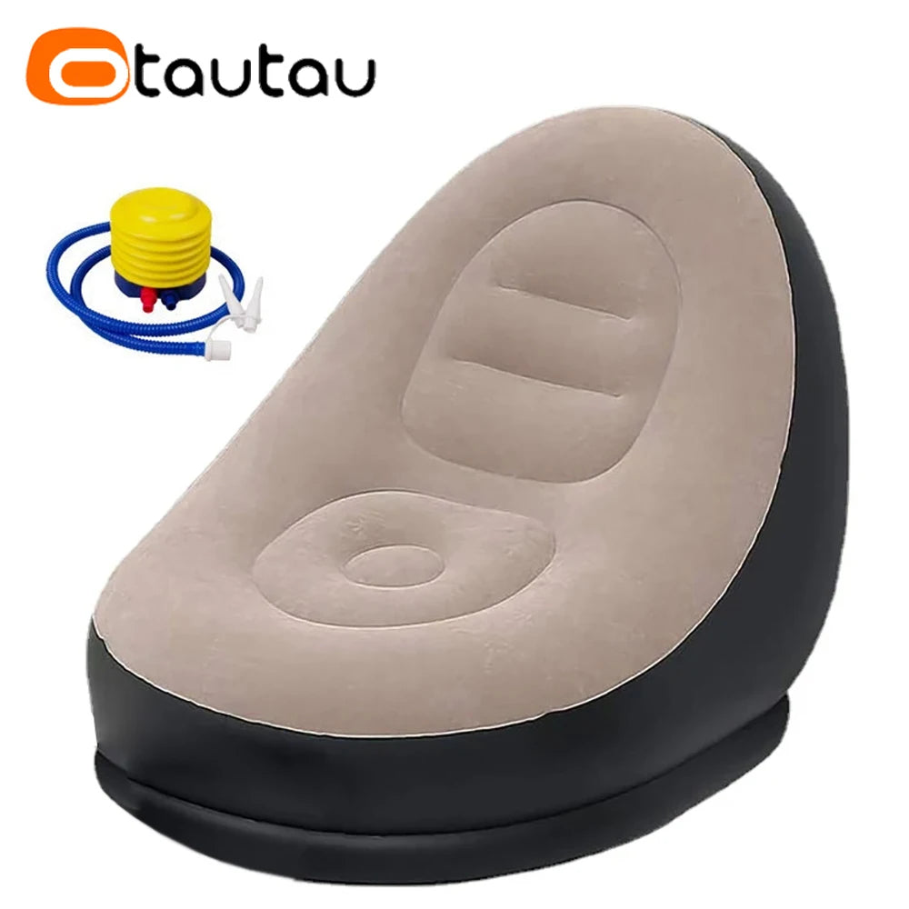 Inflatable Outdoor Lounger Chair with Footstool Ottoman