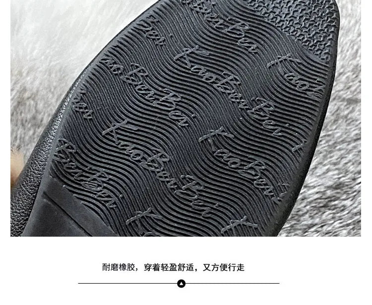 Women's Velvet Loafers with Rabbit Fur and Leather for Autumn