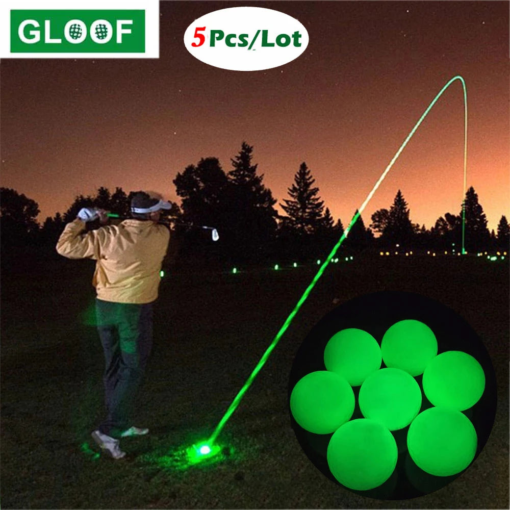 Glow In The Dark Golf Balls, Set Of 5, 4.3 Cm Diameter