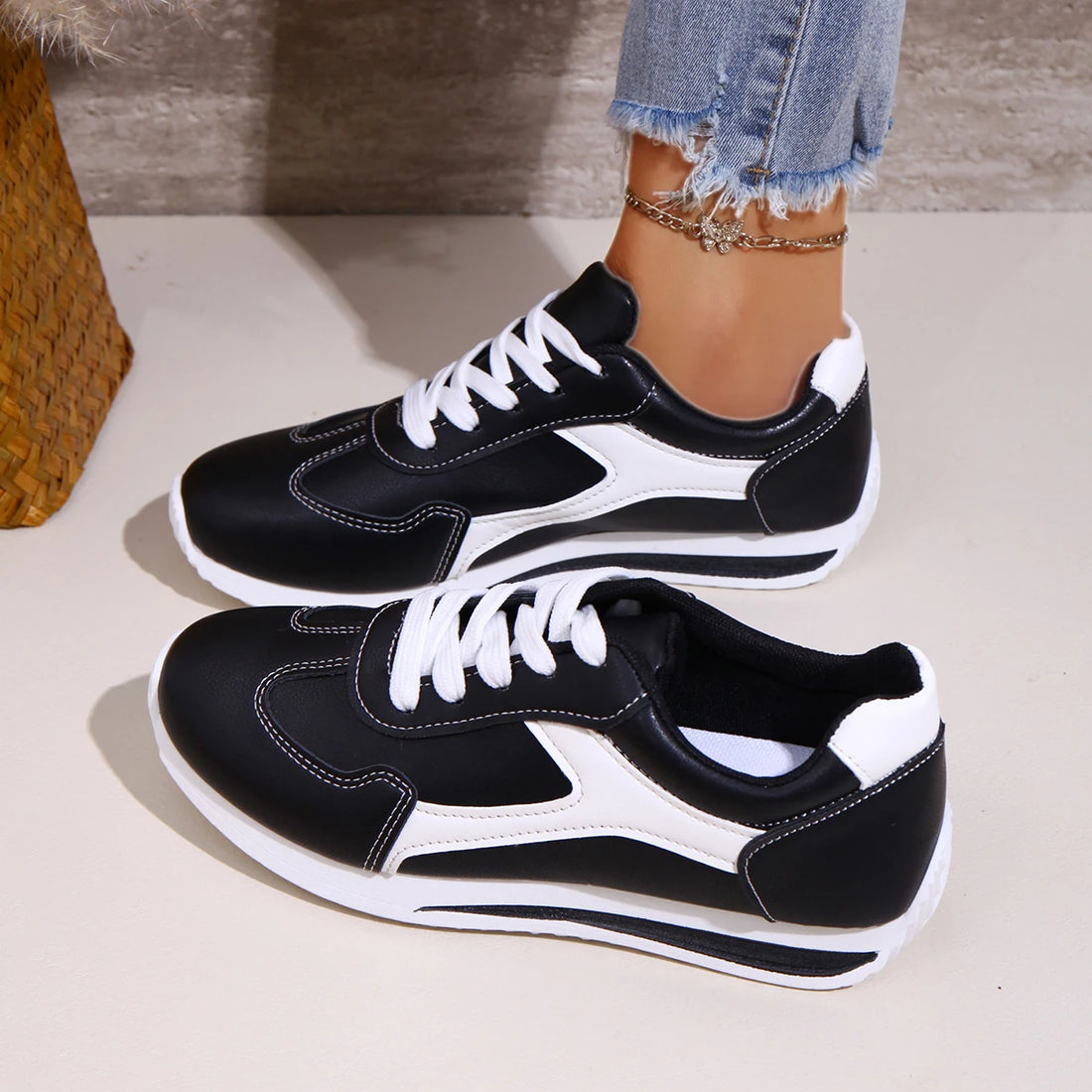 2025 Spring New Women Sneakers Comfortable Outdoor Fashion Versatile Flat Casual Sneakers Lace Up Women Sports Shoes Plus Size - Buy online at  Vibe In Cart.