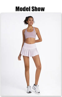 Women's Pleated High Waist Tennis Skort with Pockets, XS-XXL