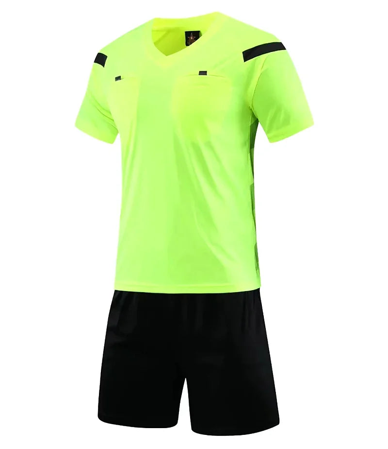Men's Polyester Soccer Referee Uniform with Jersey and Shorts