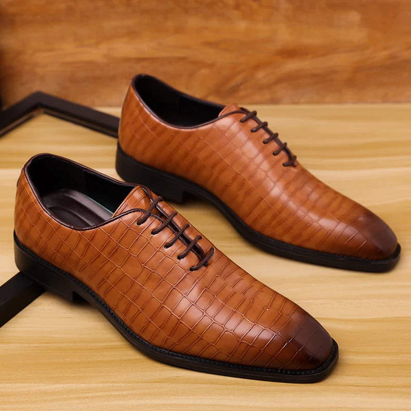 Luxury Mens Leather Shoes Retro Carved Lace-up Brogue Oxford Wedding Men Dress Shoes Male Formal Business Gentleman Office Shoes - Buy online at  Vibe In Cart.