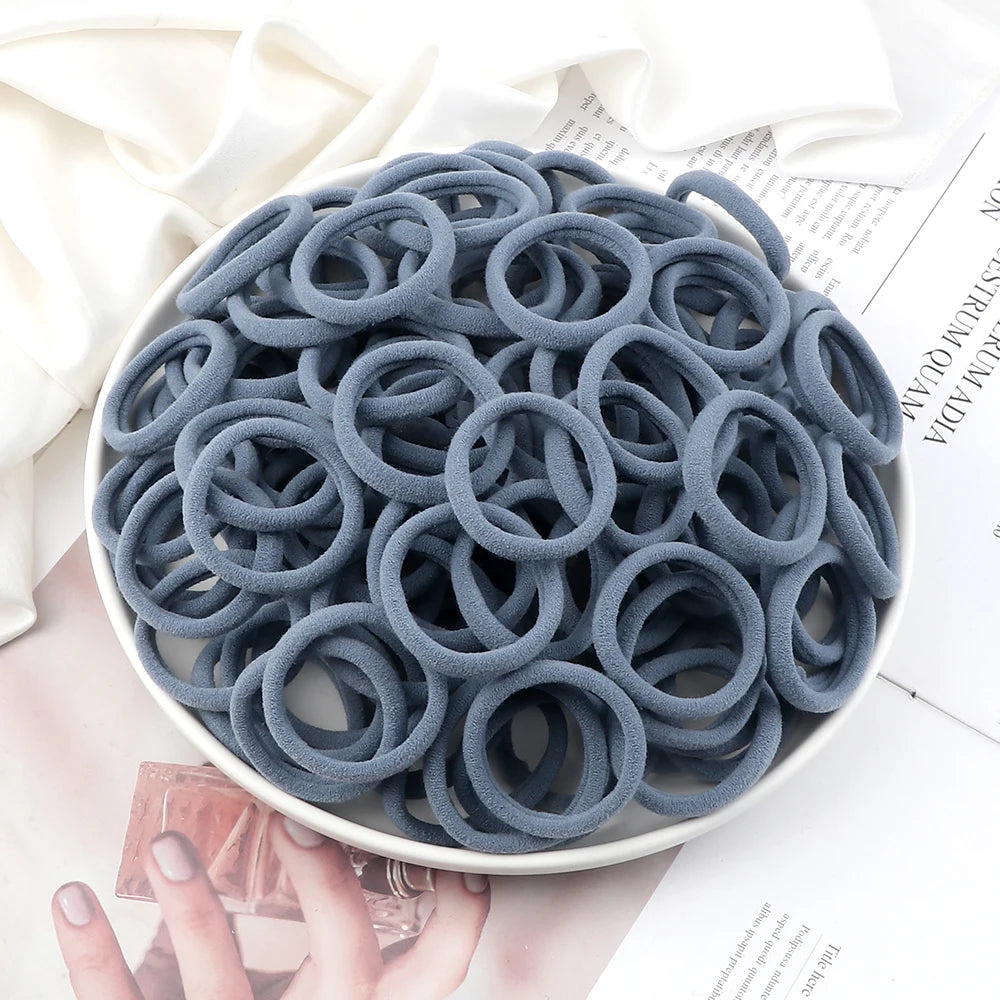 Women's Elastic Hair Bands, 4cm, Polyester, Set of 50