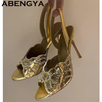 2026 Summer Trendy New Shiny Fish Mouth Toe Sexy Stiletto Sandals Woman Quality Sequined Thin High Heel Slippers for Women Shoes - Buy online at  Vibe In Cart.
