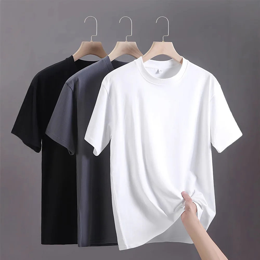 Men's t-shirts 2025 Summer Oversize Cotton T-Shirt Casual High Quality Short Sleeves Tee Shirt Men Basic Solid color Sports Tops - Buy online at  Vibe In Cart.