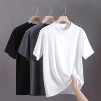 Men's t-shirts 2025 Summer Oversize Cotton T-Shirt Casual High Quality Short Sleeves Tee Shirt Men Basic Solid color Sports Tops - Buy online at  Vibe In Cart.
