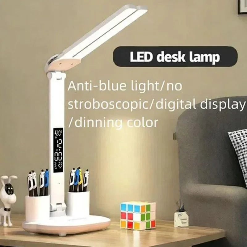 LED Desk Lamp USB Dimmable Touch Foldable Table Lamp with Calendar Temperature Clock Night Light for Study Reading Lamp - Buy online at  Vibe In Cart.