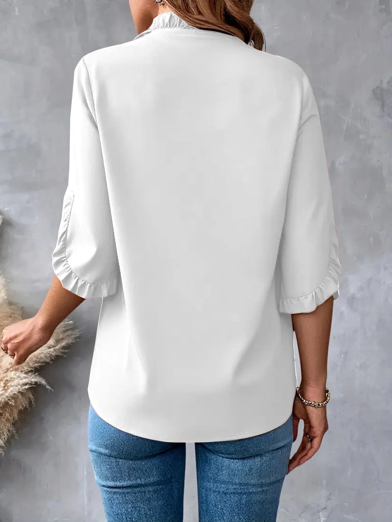 Women's Summer Short Sleeve V Neck Polyester Tunic Tops