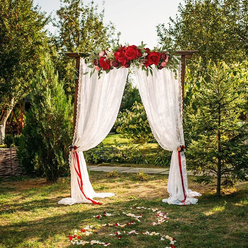 Wedding Arch Flowers Pink Rose Decorative Floral Swags Greenery Arbor Floral Arrangement or Sheer Drapes Wedding Chair Ceremony - Buy online at  Vibe In Cart.