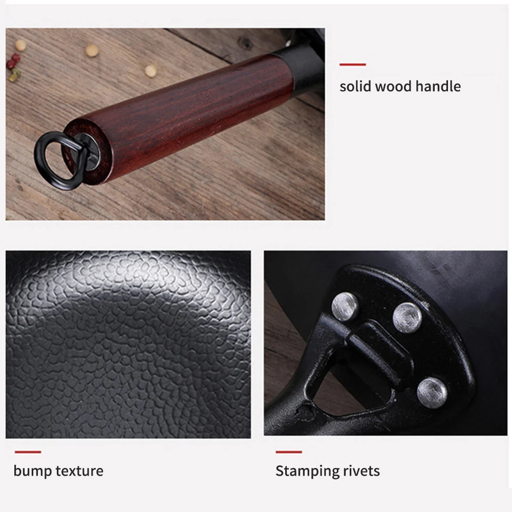 Pure Iron wok cast iron pan Non-coated Pot General use for Gas and Induction Cooker 32cm Chinese Wok Cookware Pan - Buy online at  Vibe In Cart.