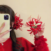 Red Shore Flower Hair Clip New Tassel Design Chinese Ancient Style Elegant Duckbill Clip Women's Side Bangs Clip Hair Accessory - Buy online at  Vibe In Cart.