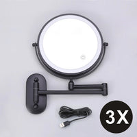8 Inch Double-Sided Makeup Mirror With 3x-10x Magnification And LED Lights