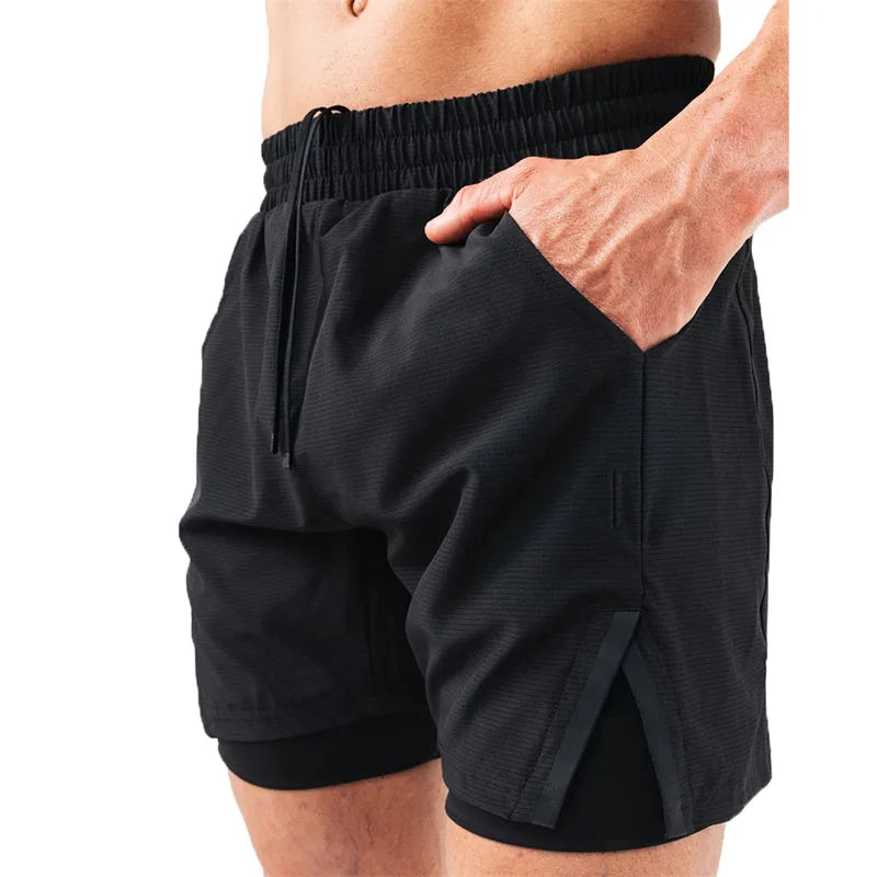 men's Fitness double-deck training Sports Shorts Summer 2 in 1 Quick Dry Gym Beach Pants Running Shorts Outdoor men Sweatpants - Buy online at  Vibe In Cart.