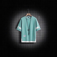 Loose Casual Short Sleeve T-Shirt Crew Neck Half Sleeve Summer New Style for Men Teenager Handsome Fake Two-Piece Top - Buy online at  Vibe In Cart.