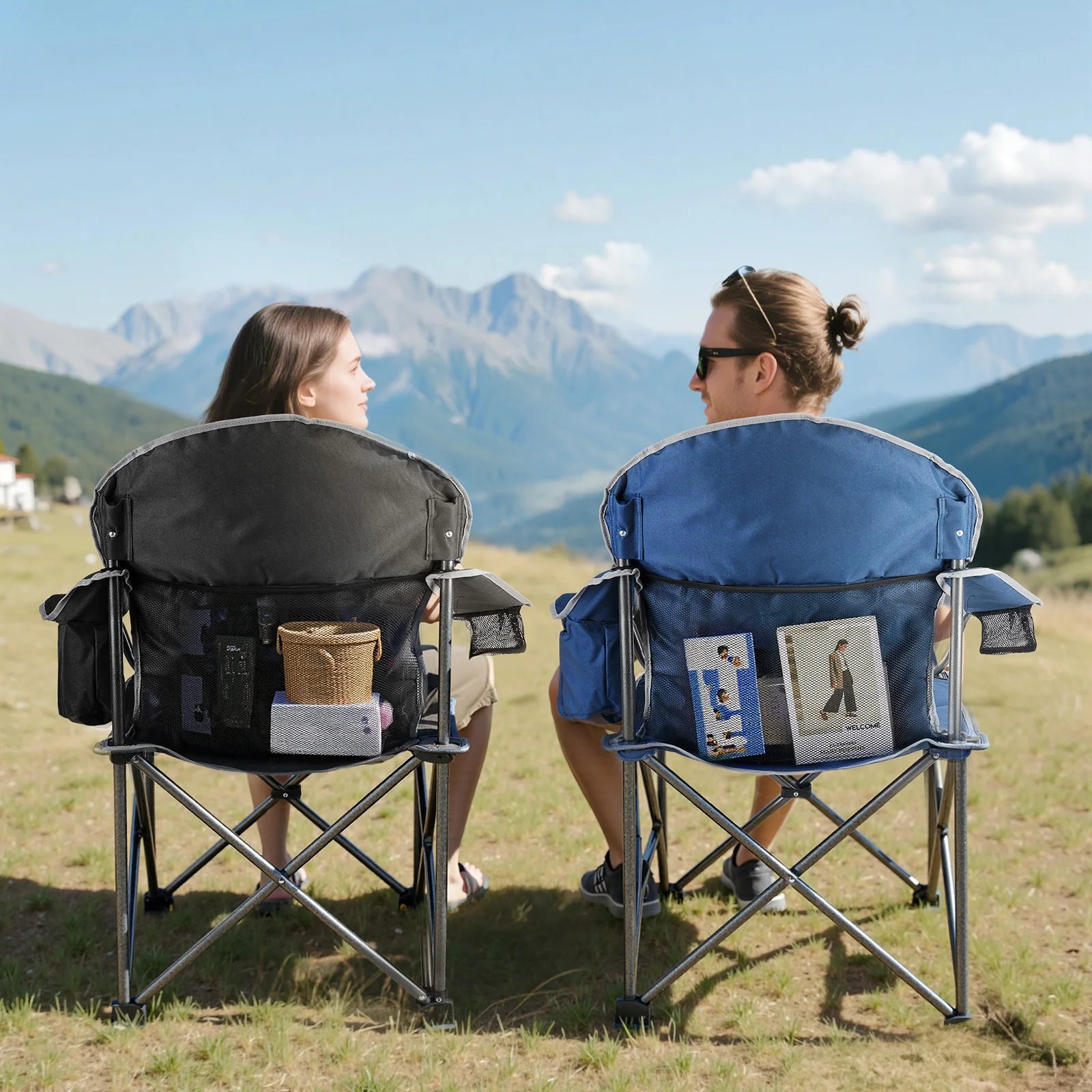 JHK Heavy Duty Camping Chair 450lbs Capacity Portable Folding Chair with Cup Holder Sturdy Steel Frame Outdoor Chair for Camping - Buy online at  Vibe In Cart.