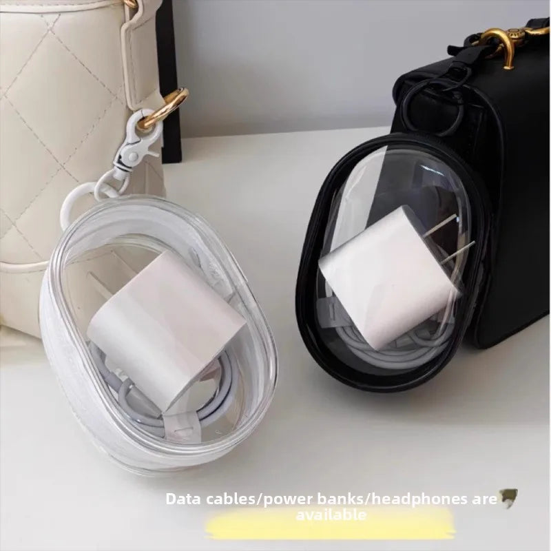 Black Transparent Portable Cable Organizer Bag for Travel Accessories